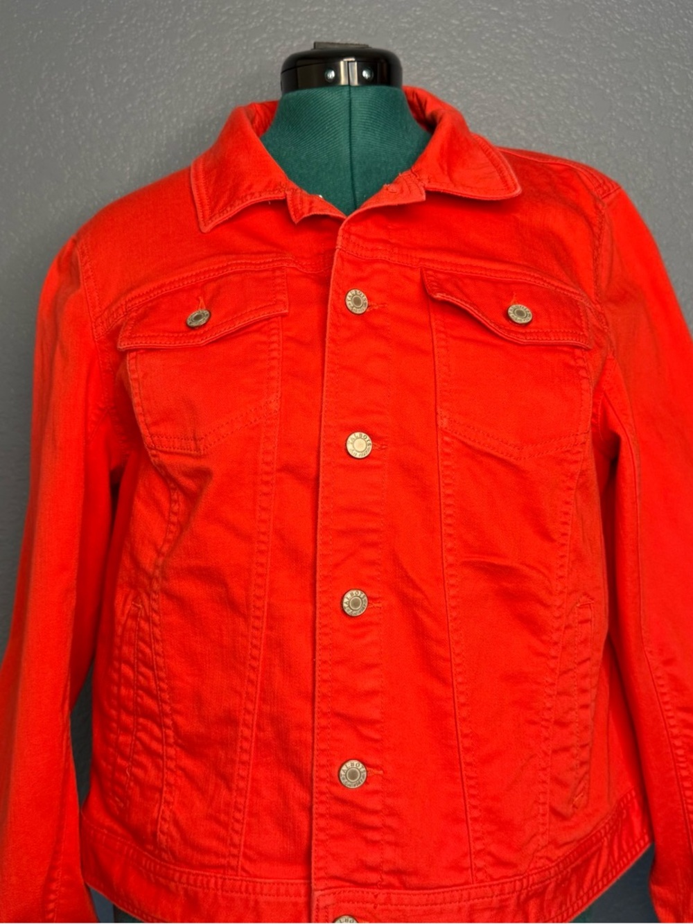 Talbots Bright Red Utility Jacket Structured Button Front Layer Size XL - Picture 2 of 13